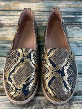 Abeo Blake Espadrille Shoe Womens 8.5 Gold Leather Preppy Business Casual Loafer